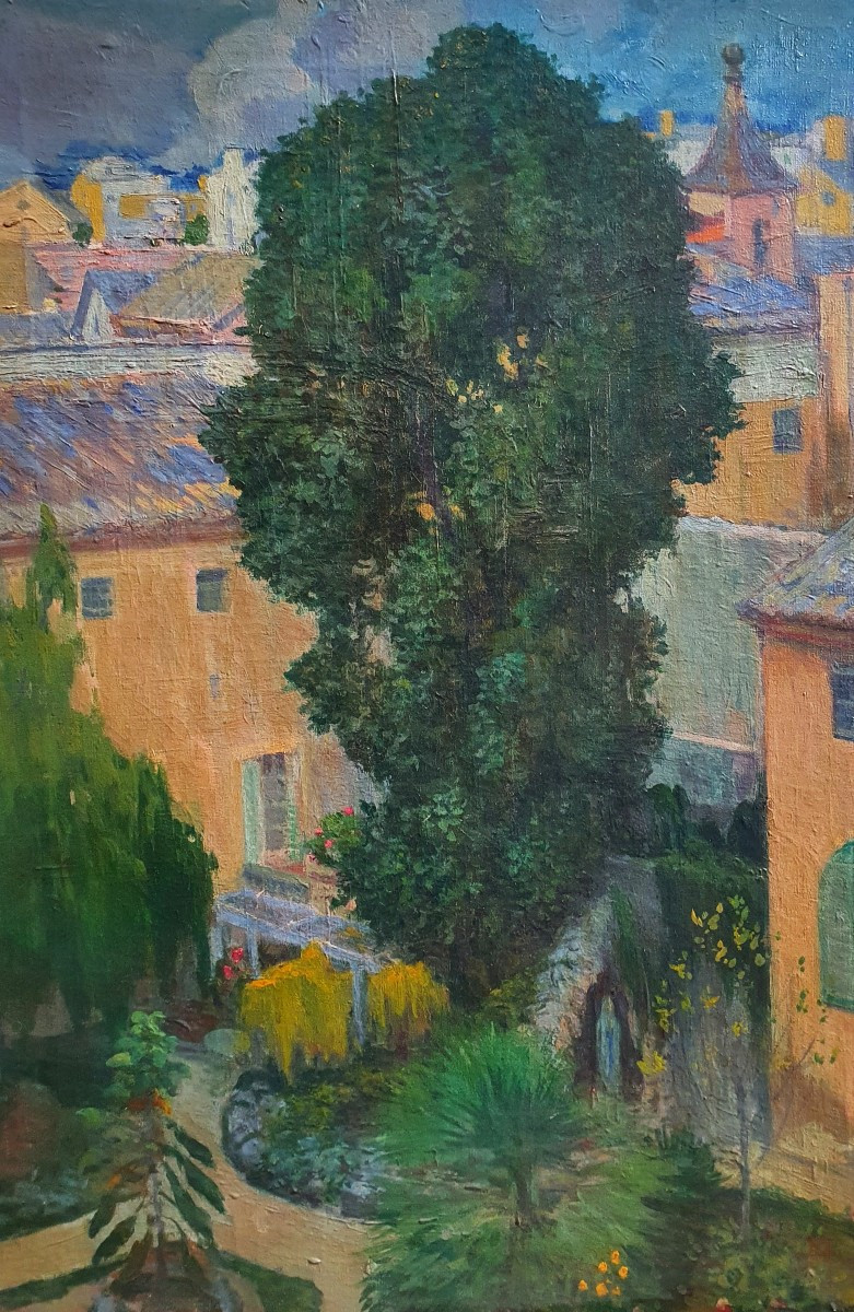Pedro Caffaro Jaume vue d'une ville espagnole huile sur toile peintre espagnol -photo-2