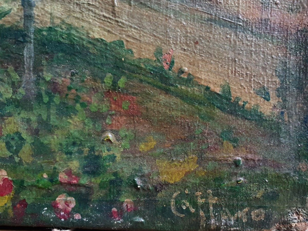 Pedro Caffaro Jaume vue d'une ville espagnole huile sur toile peintre espagnol -photo-4