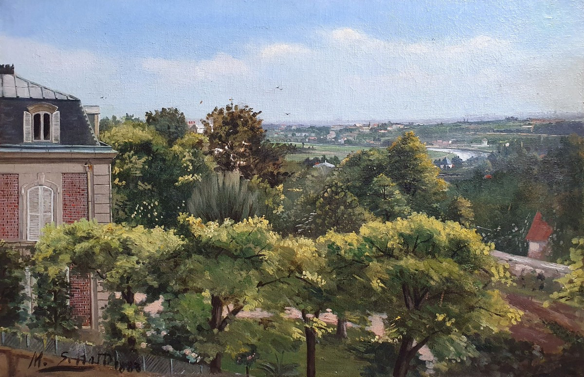 View Of The Surroundings Of Paris Oil On Canvas 1883 Signature To Be Identified Probably Meudon 
