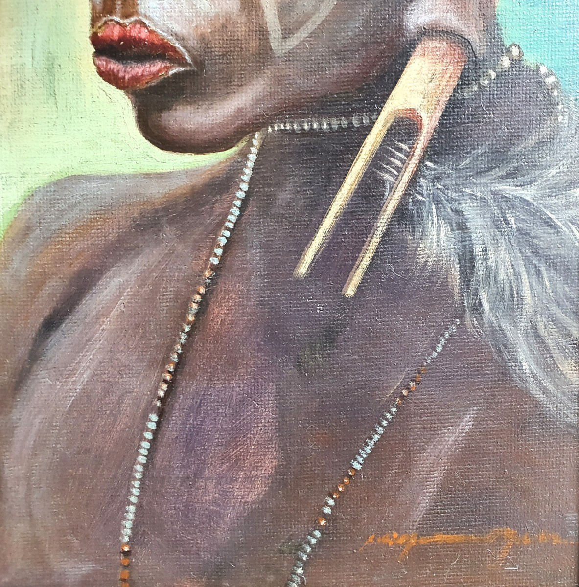 Portrait Of A Warrior Kavirondo (luo) Kenya Oil On Panel Circa 1930-40 German Painter-photo-3