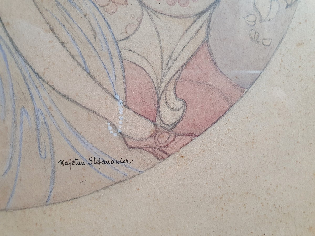 Kajetan Stefanowicz femme nue allongée sur une banquette art déco vers 1915-photo-4