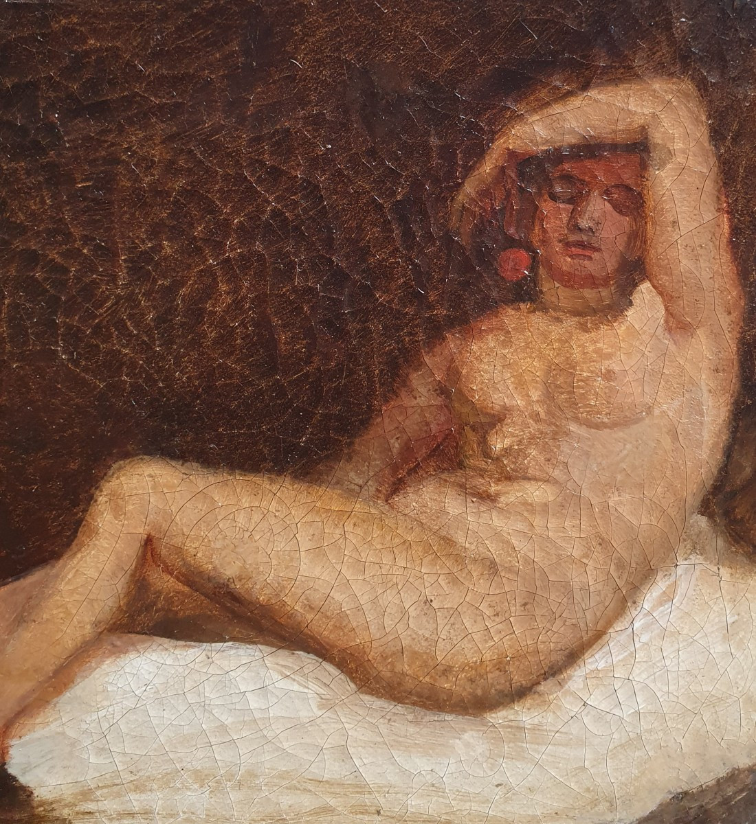 Femme nue huile sur toile de la fin du XIXème siècle-photo-2