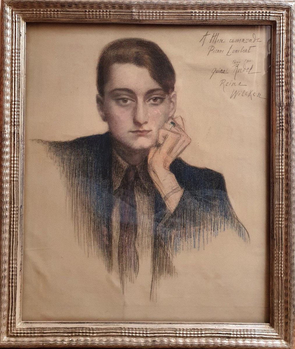 Portrait d'homme par Guina Rudel crayon gras 1915 Pierre Lambert bague Paris artiste femme-photo-3