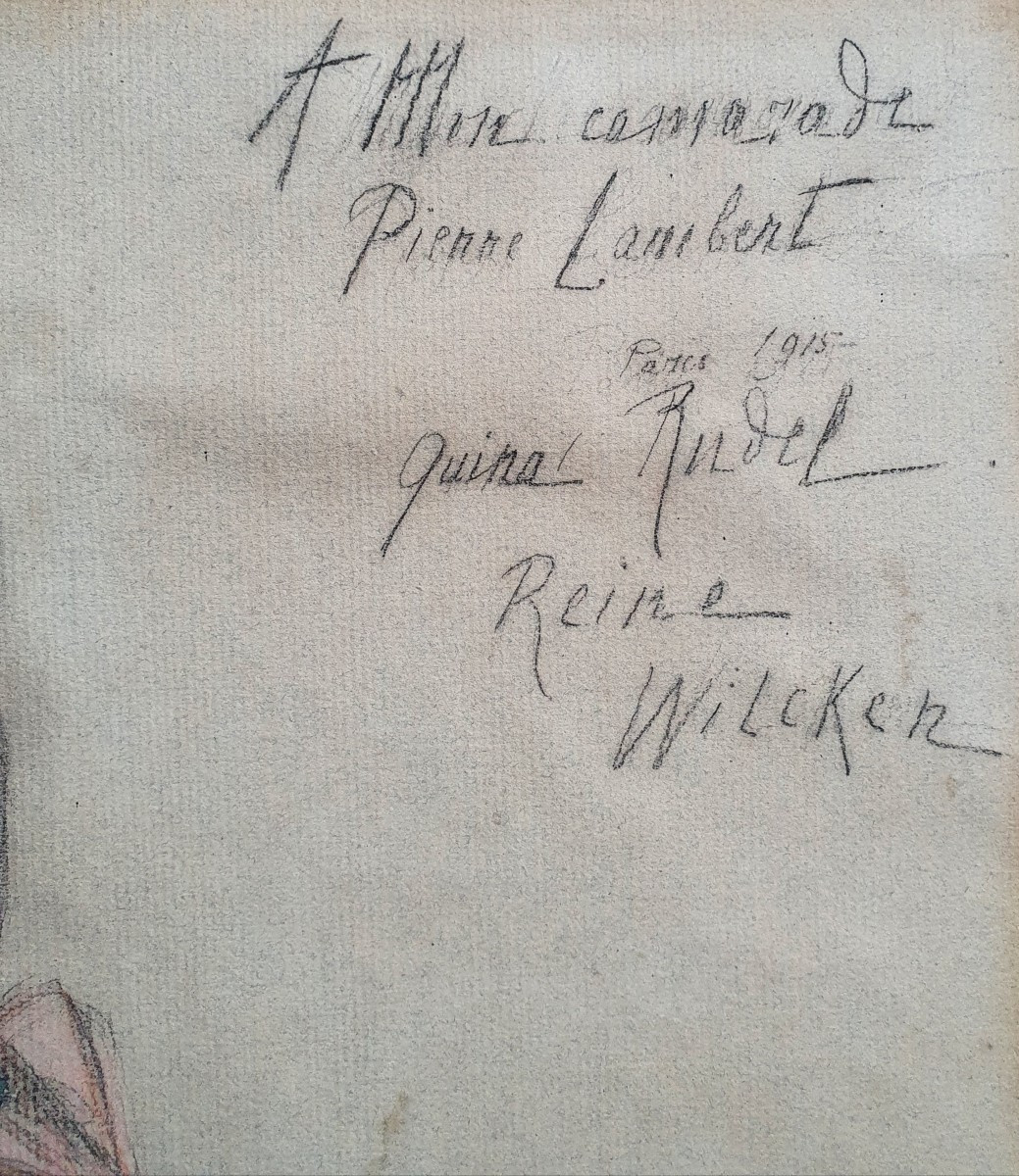 Portrait d'homme par Guina Rudel crayon gras 1915 Pierre Lambert bague Paris artiste femme-photo-4