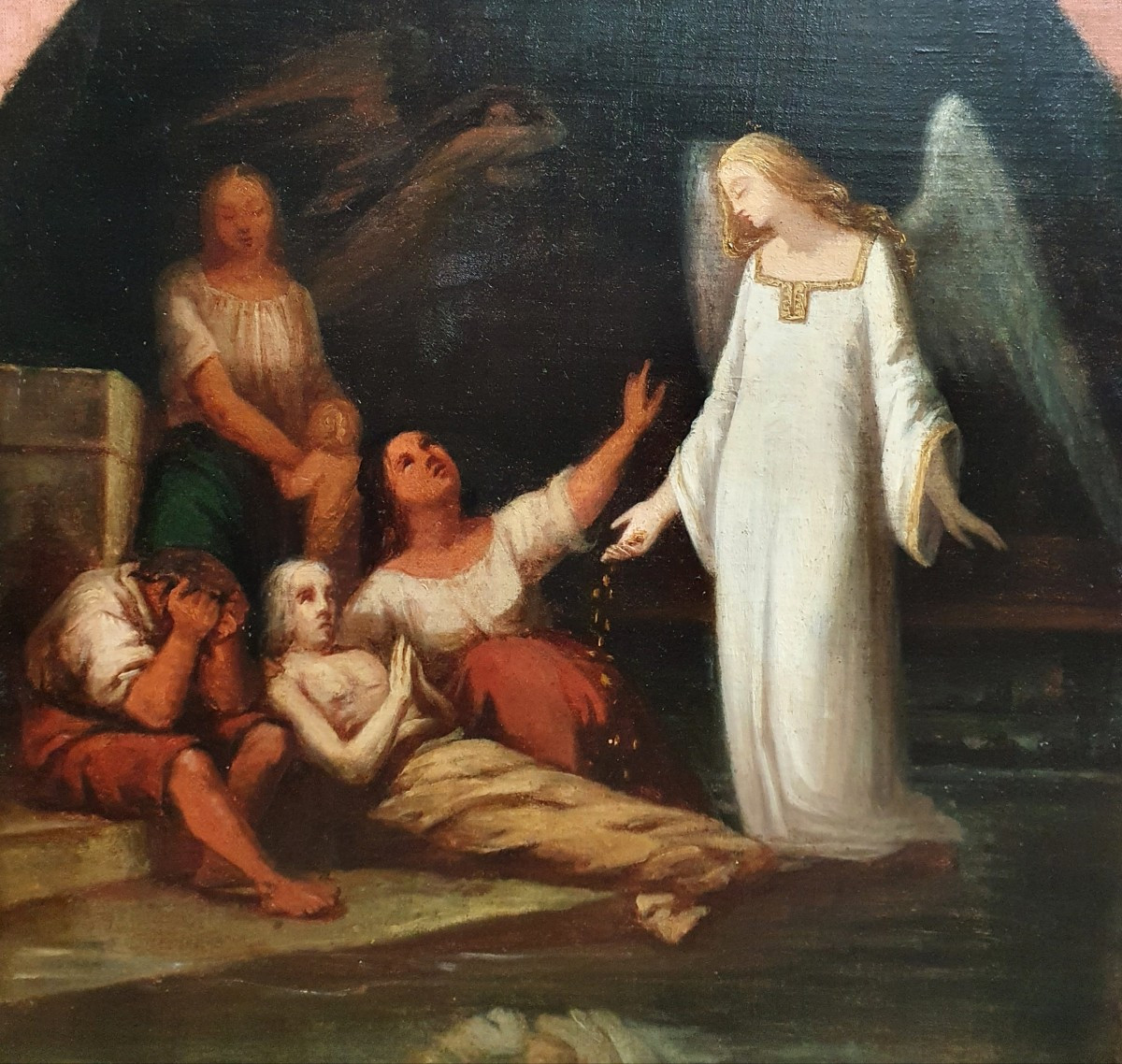 Marie Méloè Marsaud née Lafon La charité huile sur toile vers 1840 artiste femme esquisse-photo-2