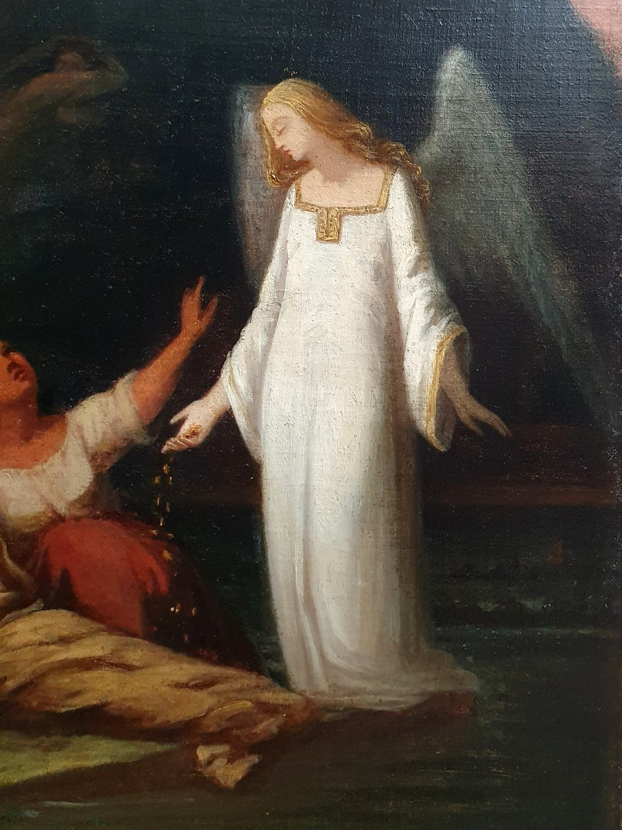 Marie Méloè Marsaud née Lafon La charité huile sur toile vers 1840 artiste femme esquisse-photo-3