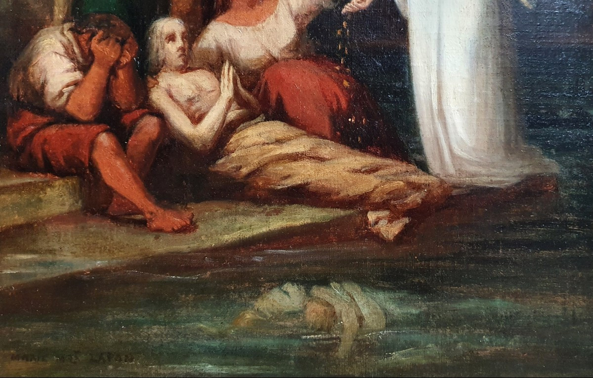 Marie Méloè Marsaud née Lafon La charité huile sur toile vers 1840 artiste femme esquisse-photo-4