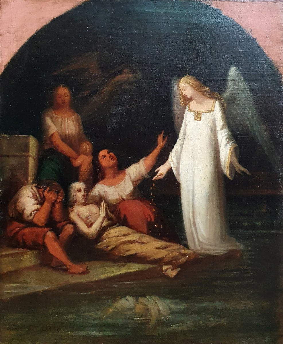 Marie Méloè Marsaud née Lafon La charité huile sur toile vers 1840 artiste femme esquisse