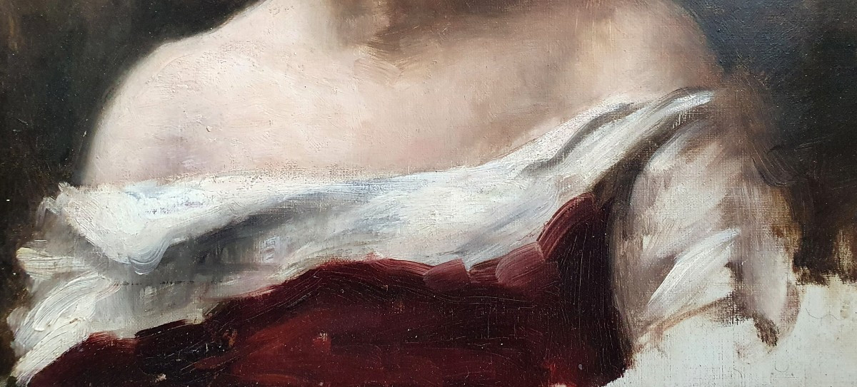 Portrait de jeune fille impressionniste fin XIXème huile sur toile -photo-1