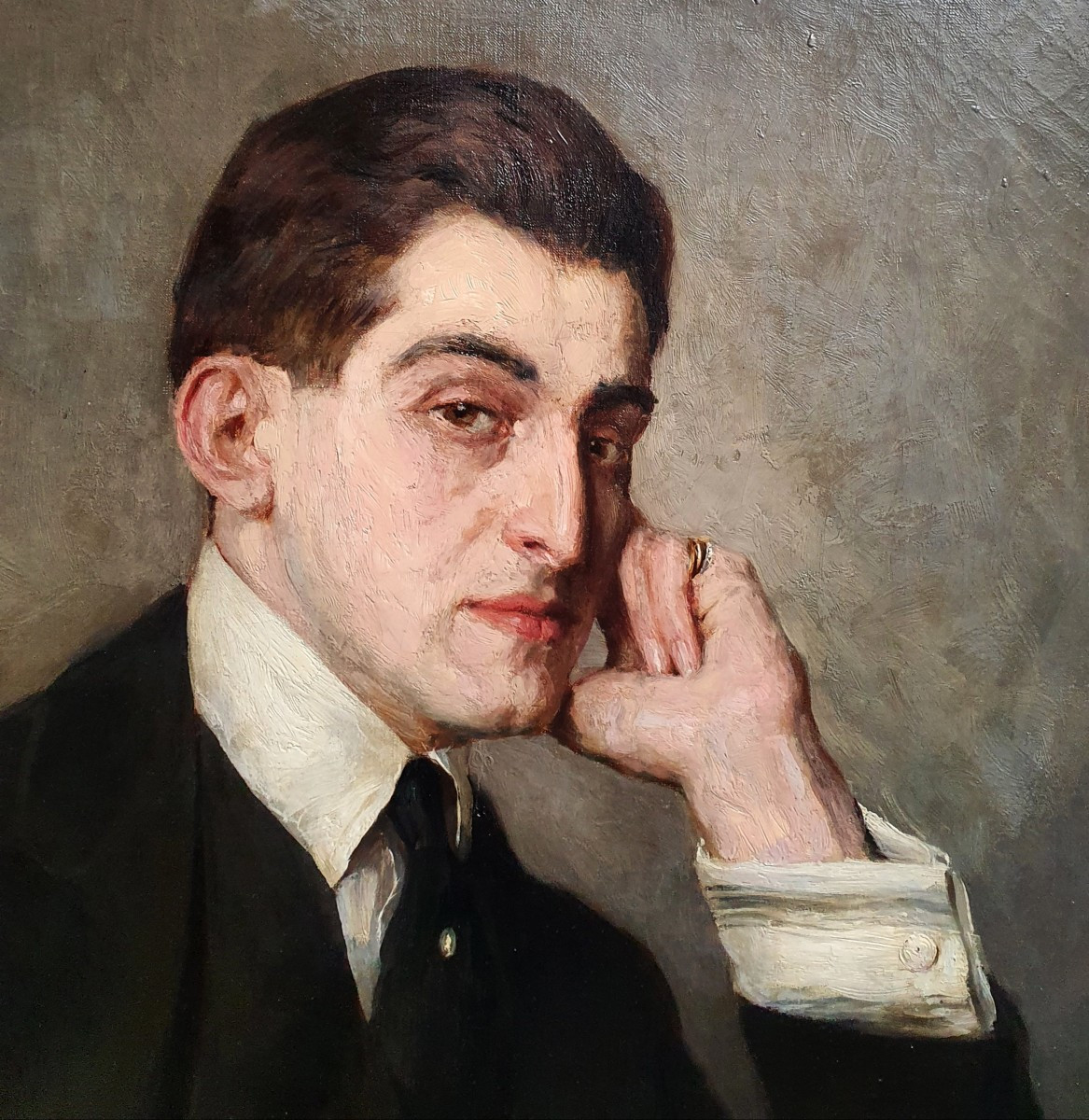 Lucien Jonas Portrait d'homme huile sur toile 1920-photo-3