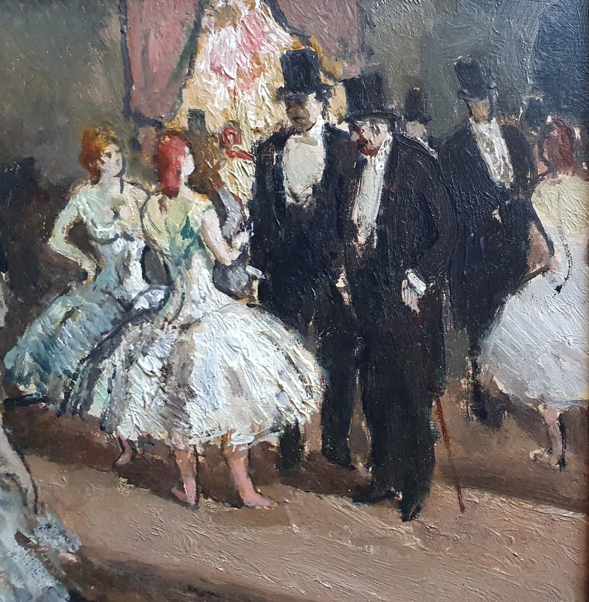 Marcel Cosson L'Opéra de Paris huile sur panneau Les ballerines -photo-3