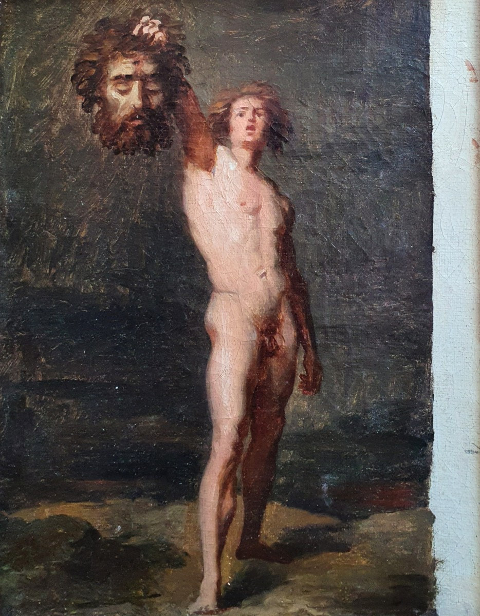 David tenant la tête de Goliath par Adolphe Henri Dubasty Esquisse huile sur toile 1846 Louvre-photo-2