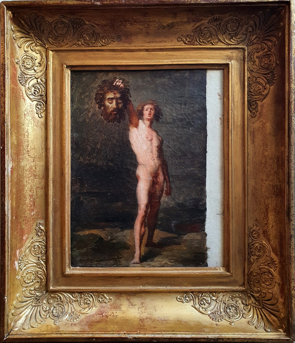 David tenant la tête de Goliath par Adolphe Henri Dubasty Esquisse huile sur toile 1846 Louvre
