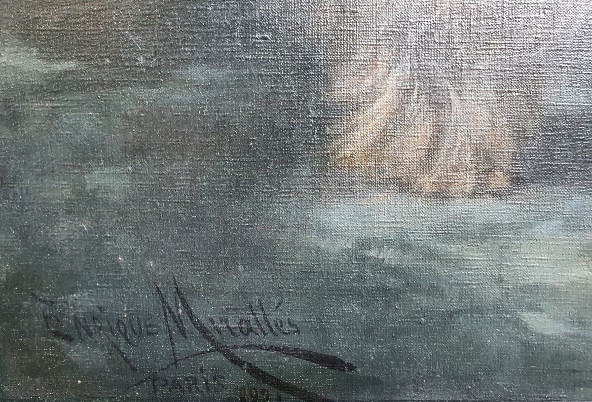 Enrique Miralles Darmanin Portrait YorkshireTeddy chie huile toile 1921 Peintre espagnol Paris -photo-4