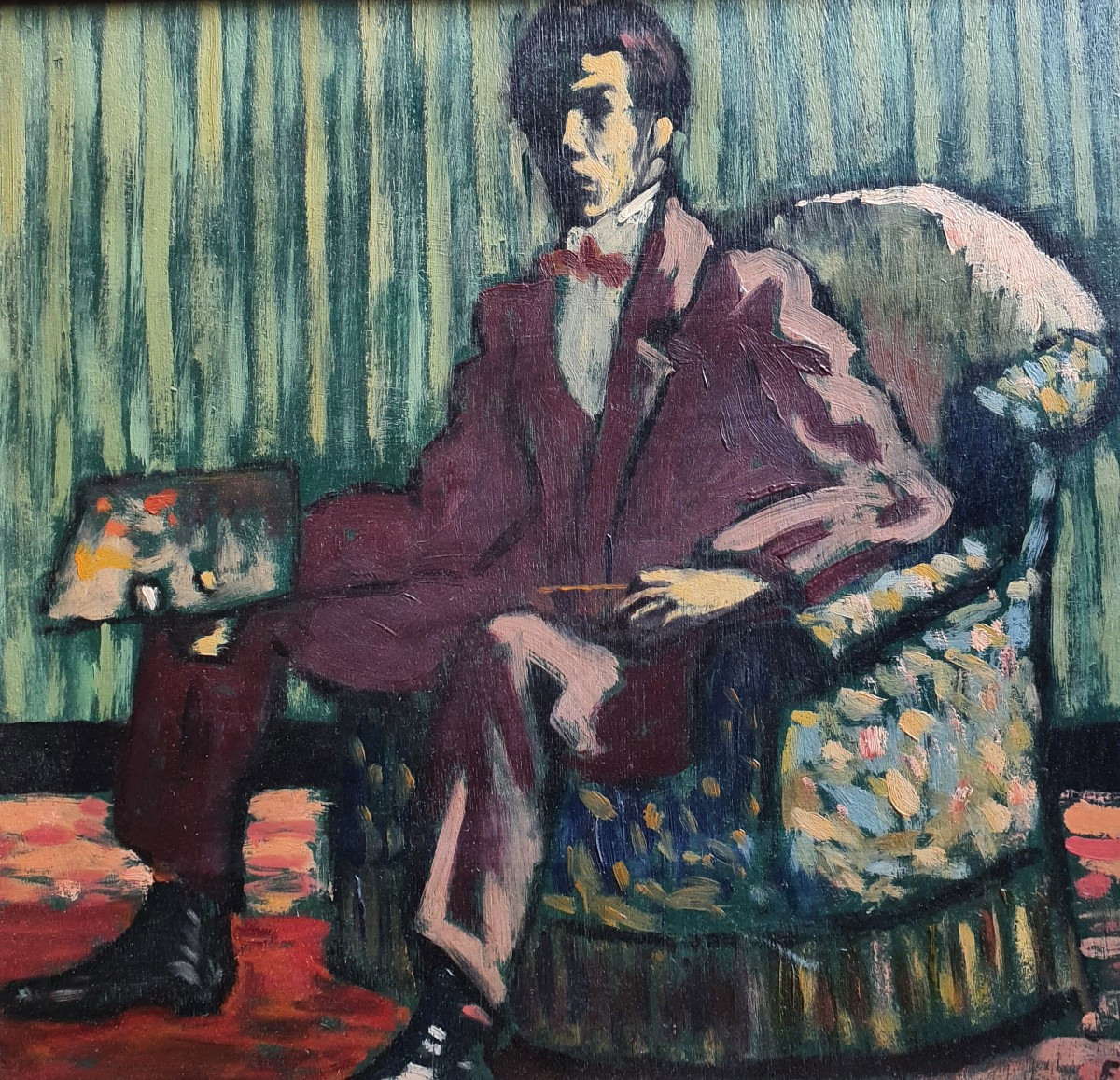 Albert François Mathys, Self-portrait, Fauvism, Oil On Panel, 1915, Fauvist Artist, Belgian-photo-2