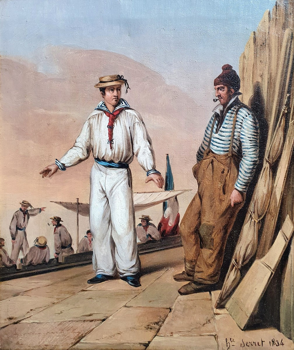 French Sailors Oil On Canvas Serret 1834 Oil On Canvas Sailors