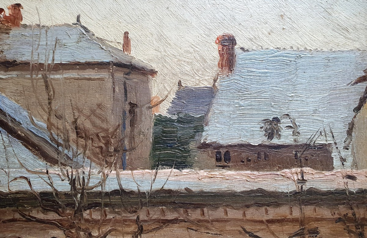 Armand Guéry Roofs Under The Snow In Paris Oil On Panel 1906-photo-3