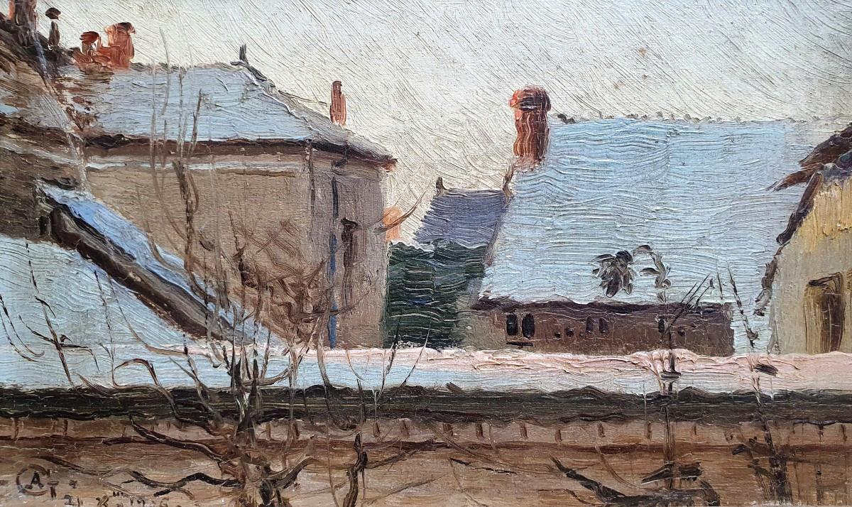 Armand Guéry Roofs Under The Snow In Paris Oil On Panel 1906
