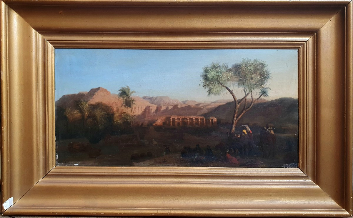Attributed To Charles Théodore Frère Temple Séthi Ier Abydos Oil On Panel Egypt Orientalism-photo-2