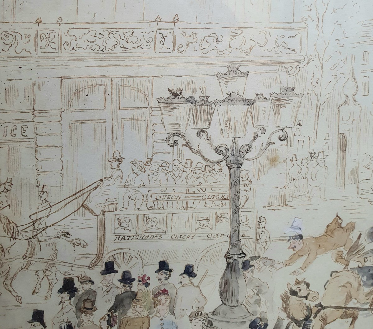 Place De Clichy Paris Charming Watercolor Late 19th Century-photo-4