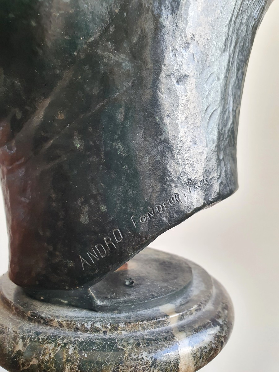 Paul Simon Buste d'homme vers 1920 Andro Fondeur Paris Bronze Portrait-photo-3