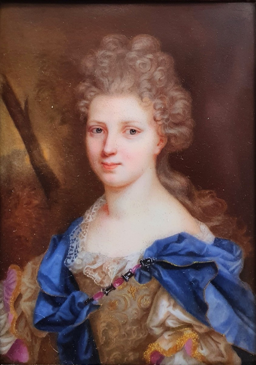 Portrait Of The Duchess Of Châteauroux 19th Century Porcelain Plate French School-photo-2