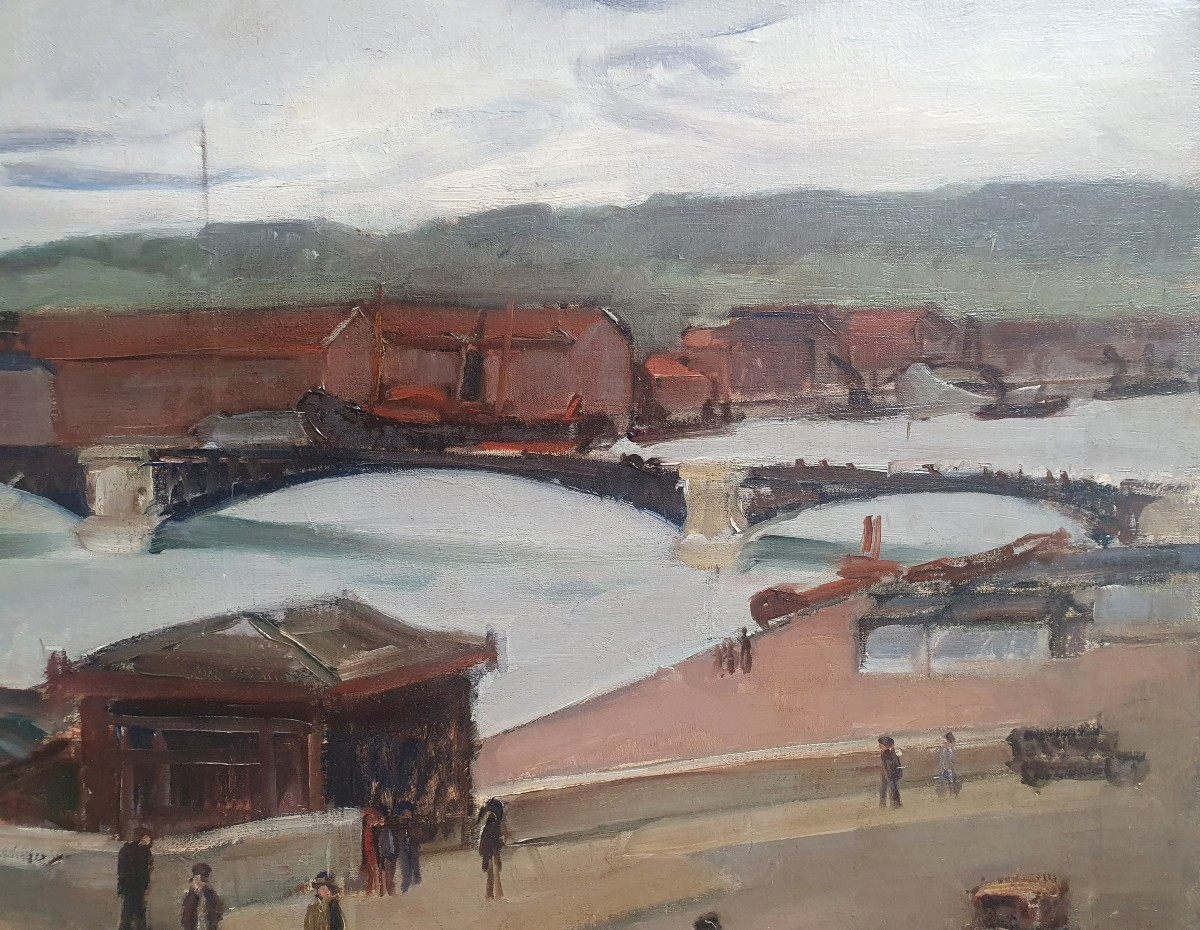 Lively Scene In Rouen 1930 A Blanchard Oil On Canvas-photo-4