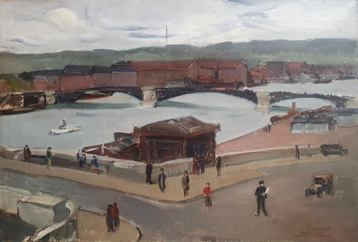 Lively Scene In Rouen 1930 A Blanchard Oil On Canvas