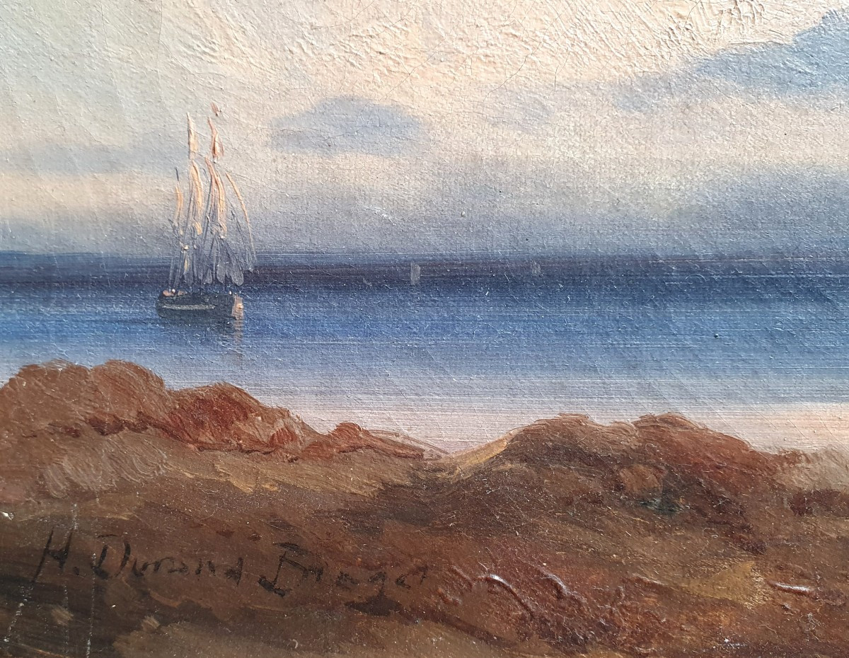 Henri Durand Brager Cape Town Table Mountain Oil On Canvas South Africa Navy Circa 1850-photo-2