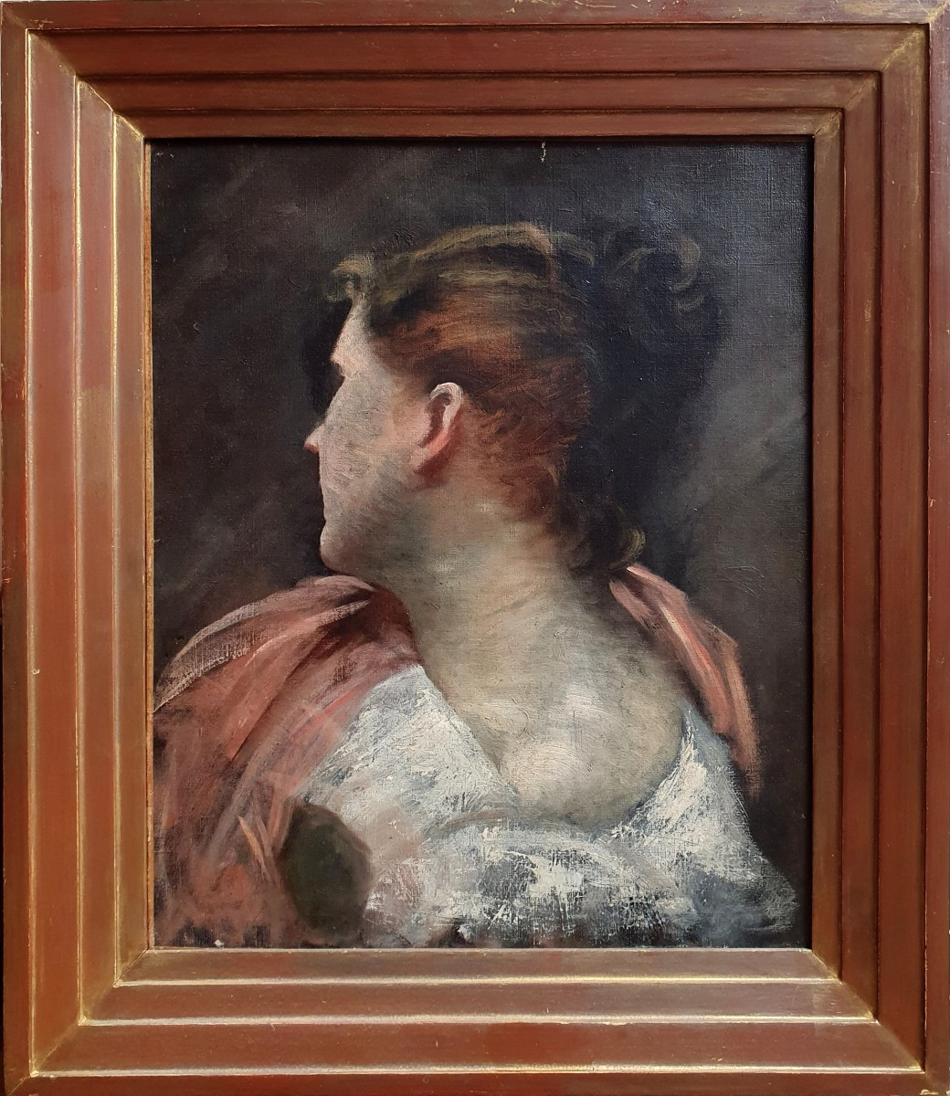 Profile Of A Woman Sketch Oil On Canvas Late 19th Century French School