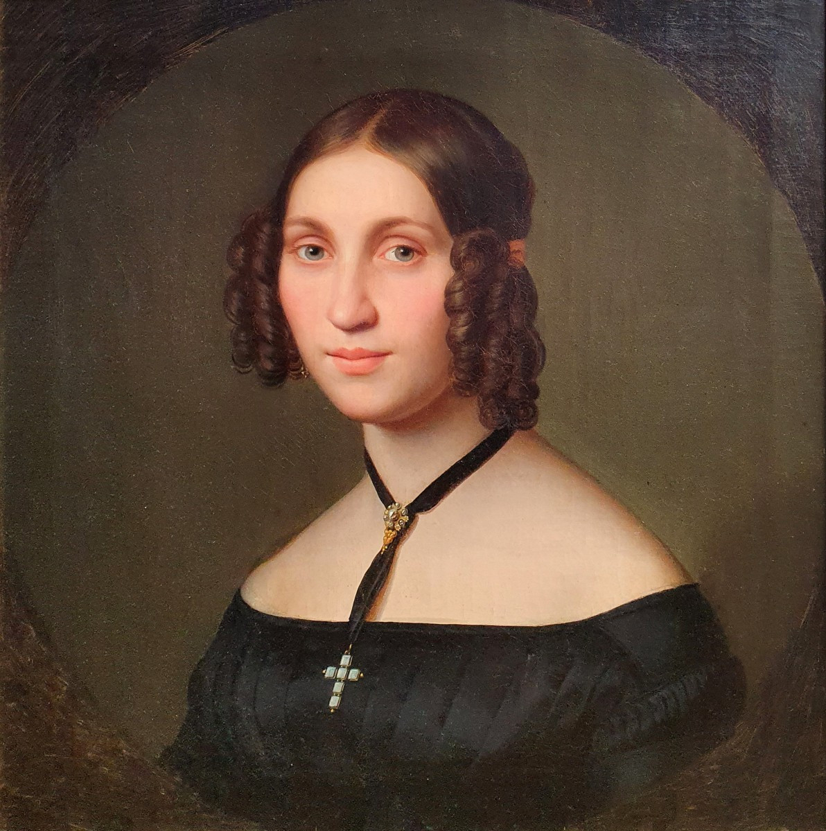 Louis et Victoria Sprückmann Paire de portraits huile sur toile Paderborn Francfort sur le Main-photo-3
