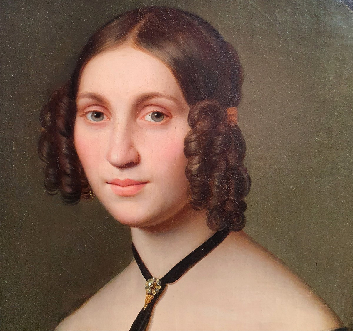 Louis et Victoria Sprückmann Paire de portraits huile sur toile Paderborn Francfort sur le Main-photo-7