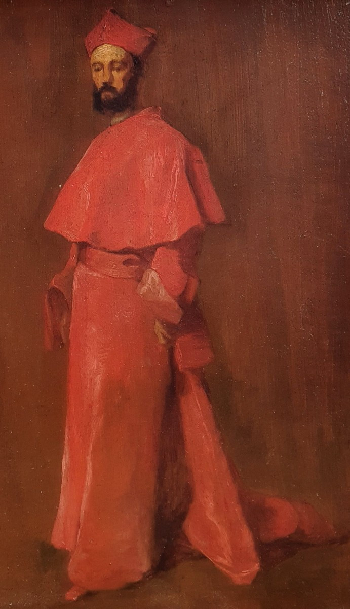 Cardinal Entourage By Jean Paul Laurens Oil On Panel Late 19th Century-photo-2