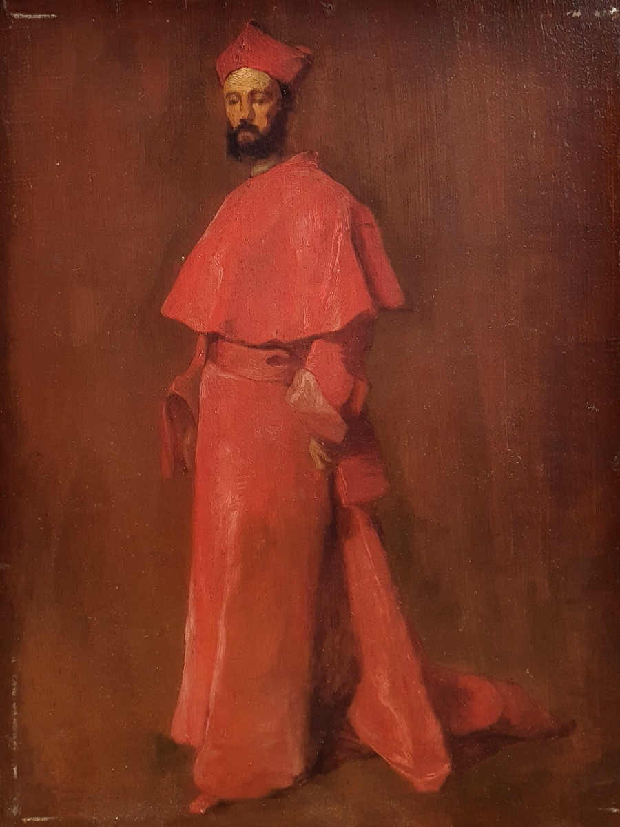 Cardinal Entourage By Jean Paul Laurens Oil On Panel Late 19th Century