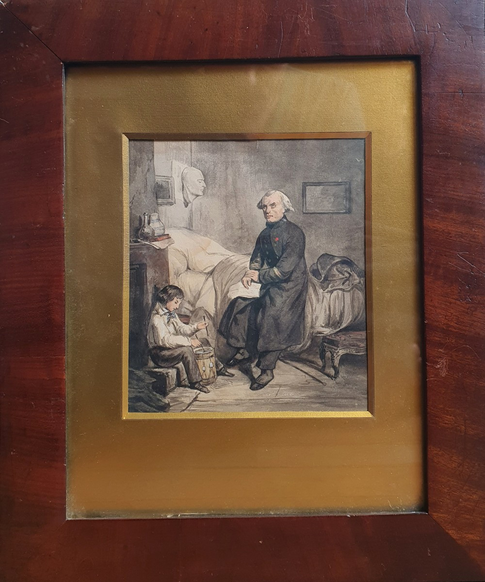 Demi-solde Officier du Premier Empire Aquarelle sur papier vers 1840-photo-2