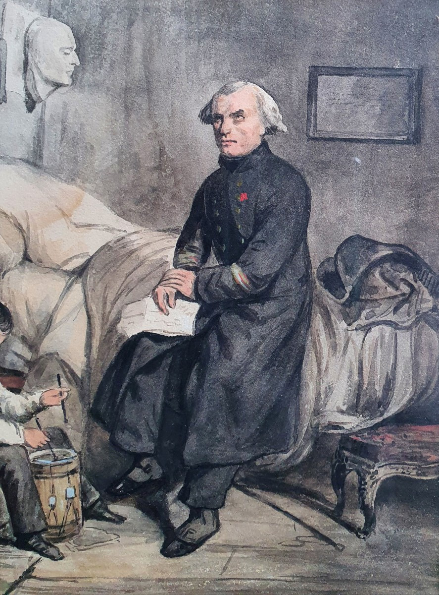 Demi-solde Officier du Premier Empire Aquarelle sur papier vers 1840-photo-3