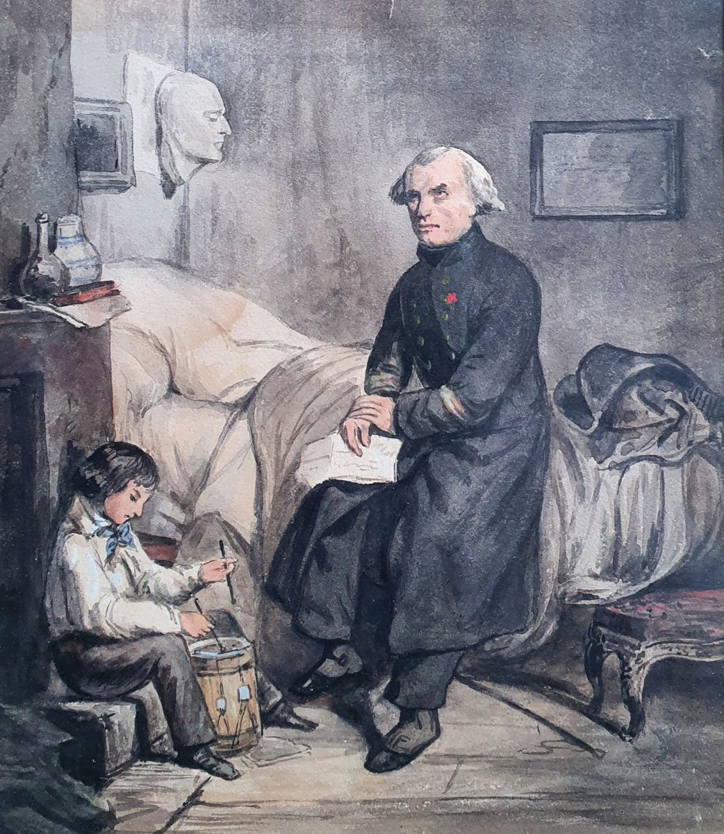 Demi-solde Officier du Premier Empire Aquarelle sur papier vers 1840