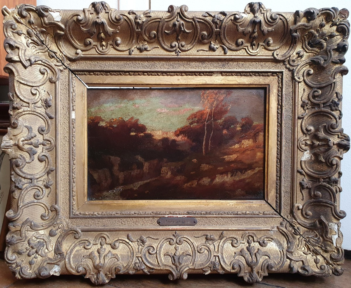 Decamps Paysage Au Ruisseau Oil On Panel Circa 1850 Collection Stamp-photo-2