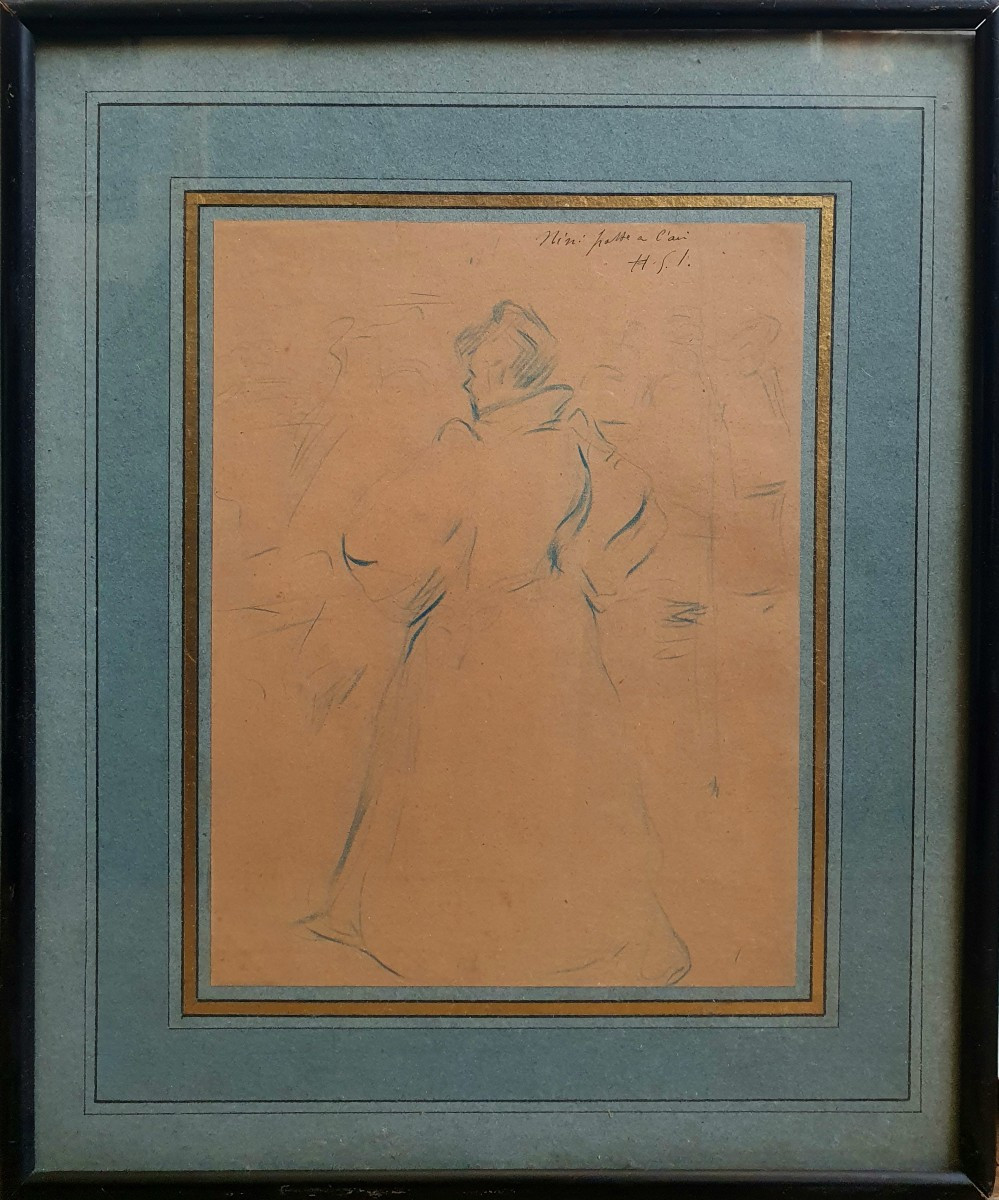 Henri-Gabriel Ibels Nini patte en l'air dessin crayon bleu  Montmartre Paris Lautrec-photo-2