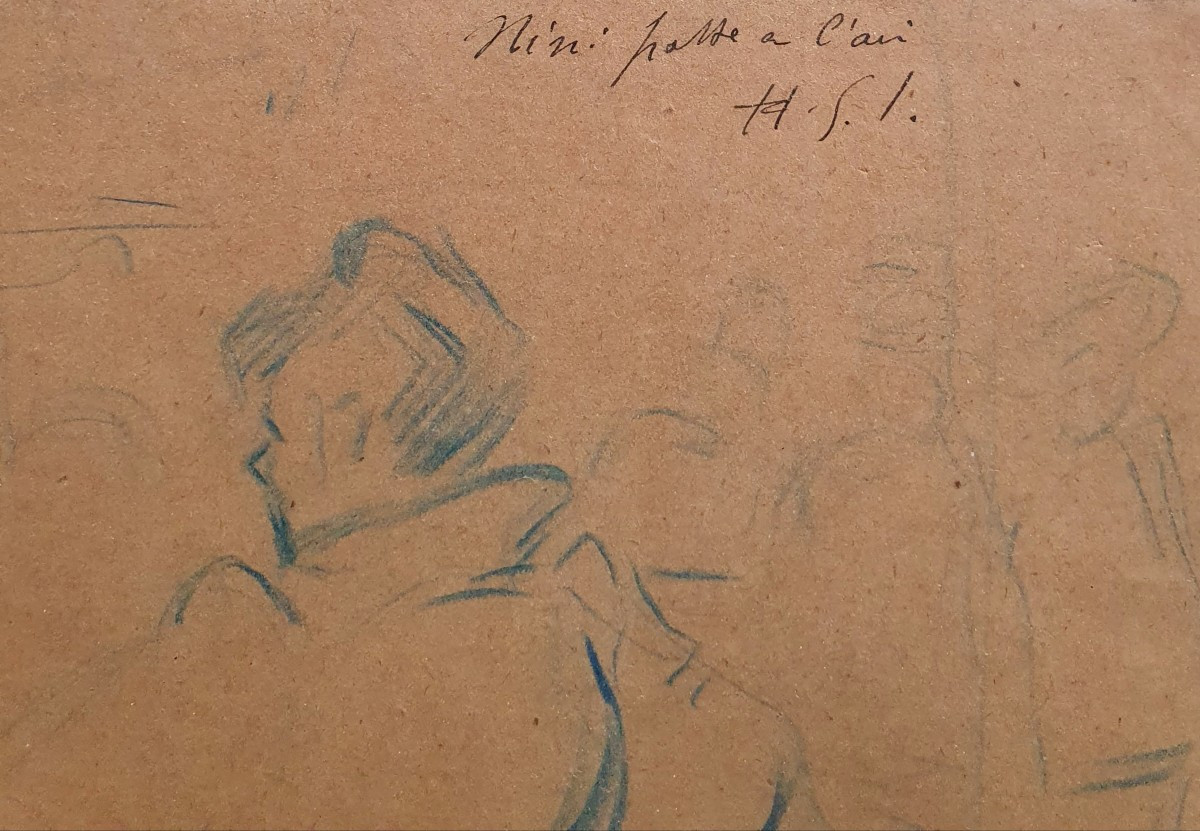 Henri-Gabriel Ibels Nini patte en l'air dessin crayon bleu  Montmartre Paris Lautrec-photo-4