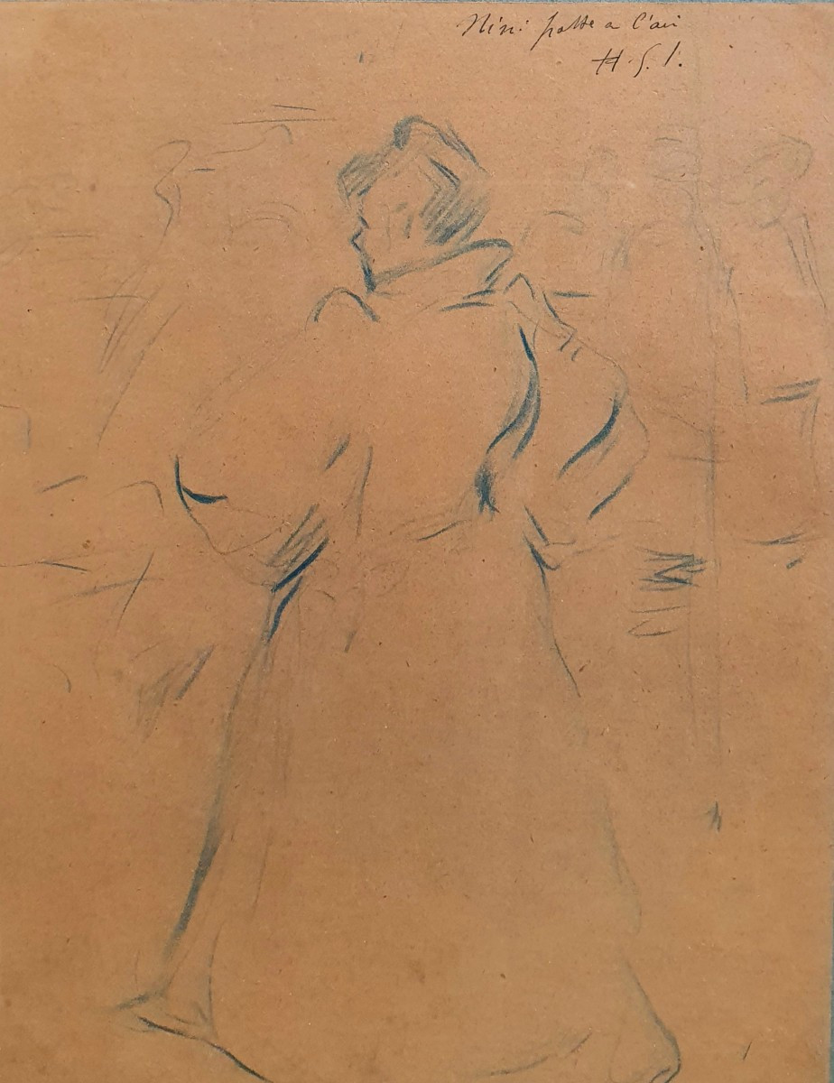 Henri-Gabriel Ibels Nini patte en l'air dessin crayon bleu  Montmartre Paris Lautrec
