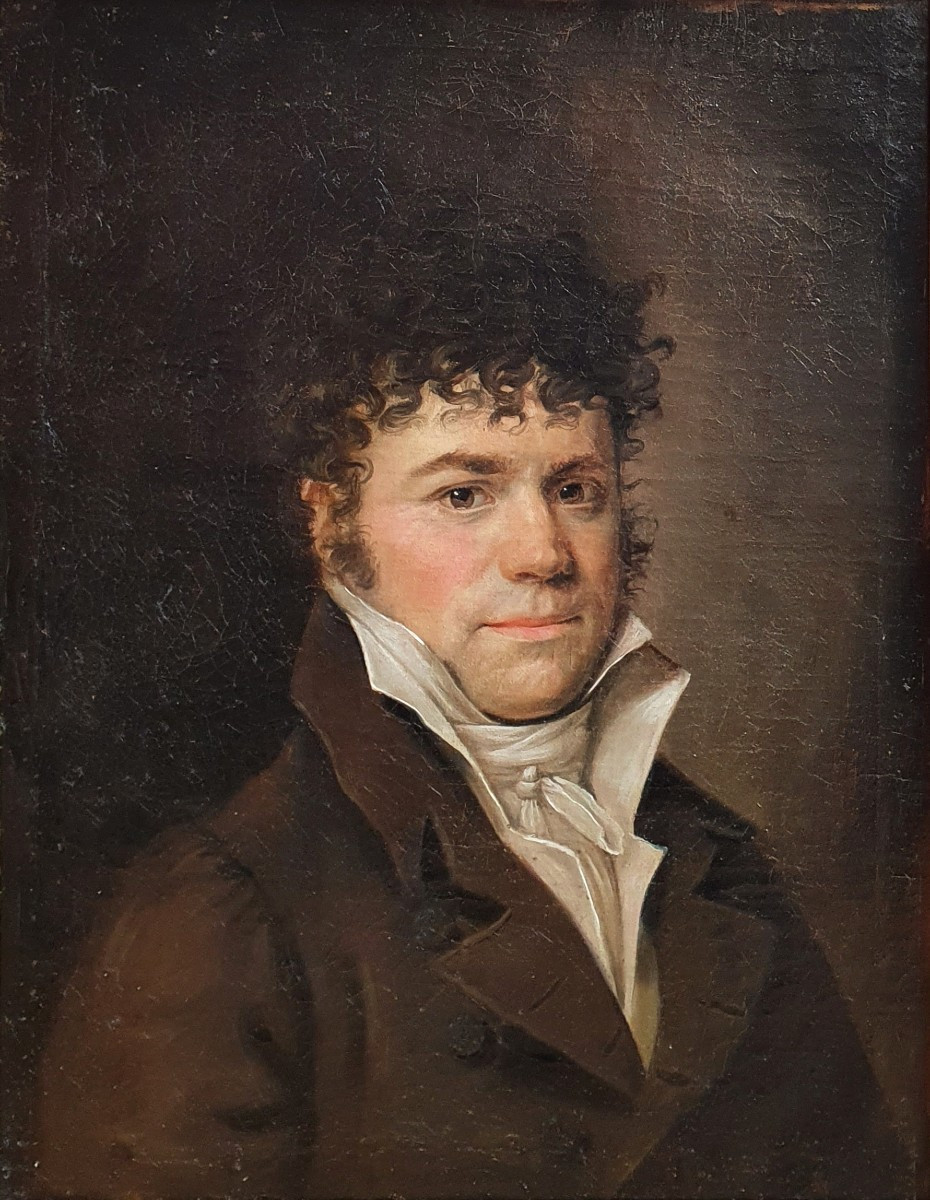 Portrait d'homme début du XIXème siècle huile sur toile -photo-2