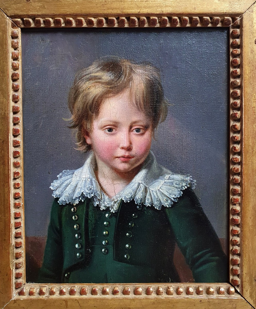 Portrait Of A Young Boy Entourage Of Boilly Van Gorp Oil On Canvas Early 19th Century-photo-3
