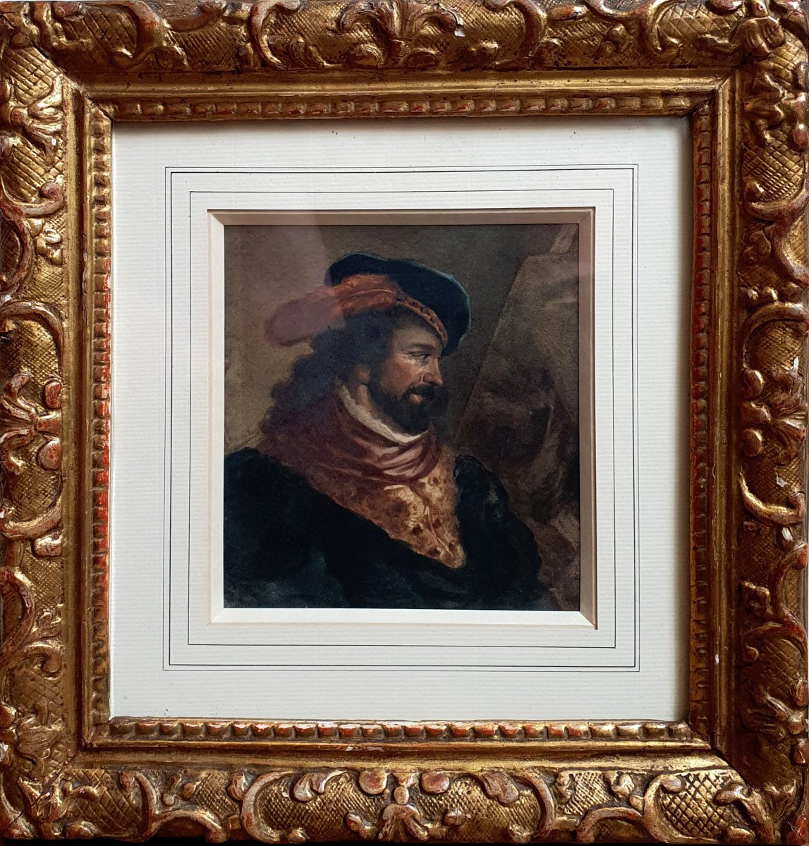 Léandre Grandguillaume Portrait Of A Renaissance Painter Watercolor On Paper Circa 1840-photo-2