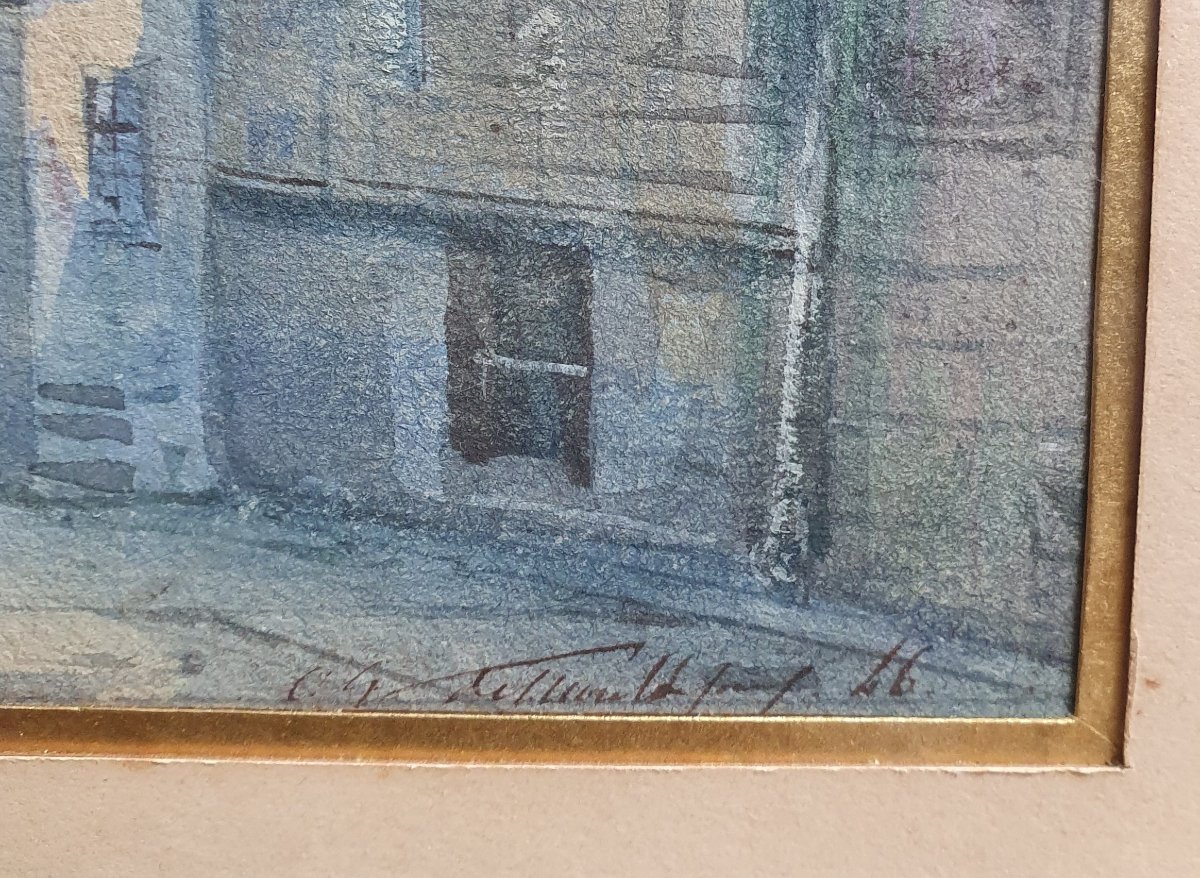 Church Of Saint Nicolas Des Champs, Watercolor, 1846, Signature To Be Identified, Paris, Porte Saint-martin-photo-1