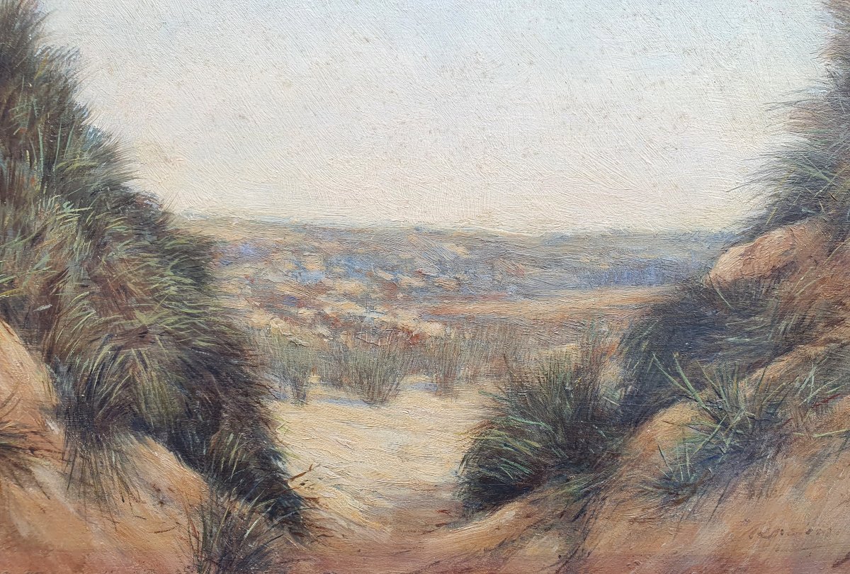 Bray Dunes Beach, Oil On Panel, 1937, Signature To Be Identified, Dunkirk North-photo-2