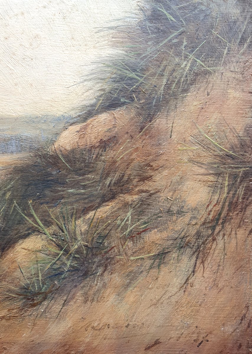 Bray Dunes Beach, Oil On Panel, 1937, Signature To Be Identified, Dunkirk North-photo-4