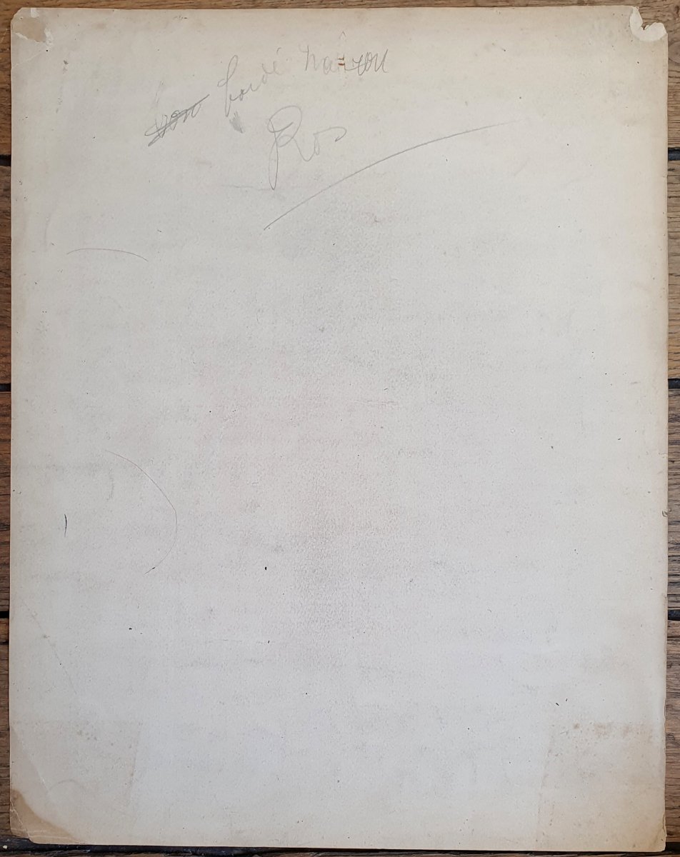 Portrait de femme en pied époque Napoléon III dessin mine de plomb sur papier XIXème-photo-1