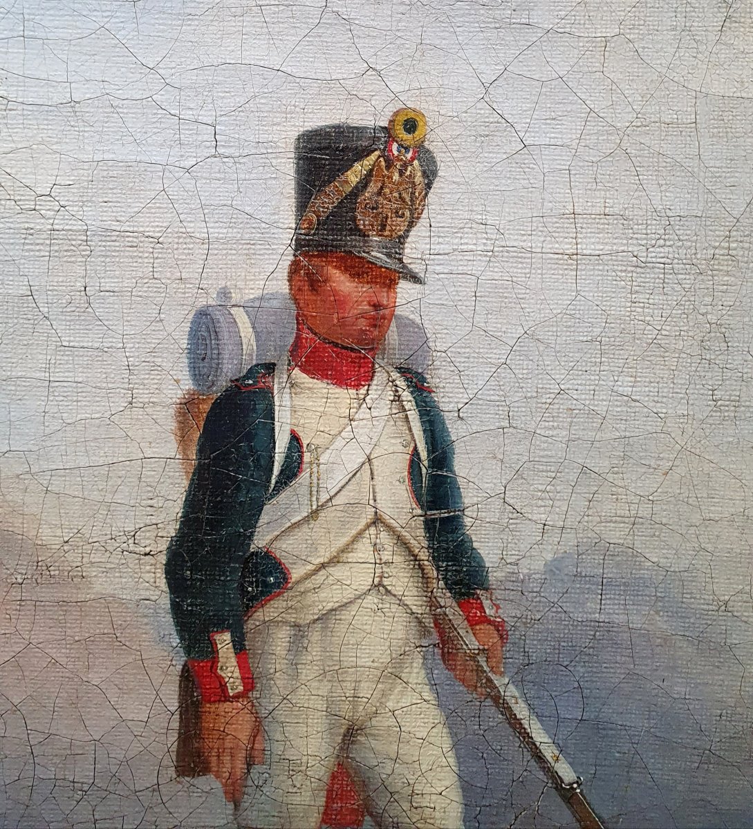Imperial Soldier And Napoleon, Oil On Canvas, 19th Century, Fusilier-photo-3