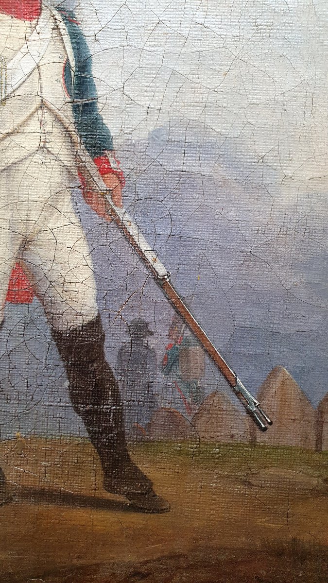 Imperial Soldier And Napoleon, Oil On Canvas, 19th Century, Fusilier-photo-4